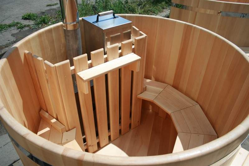 Круглая японская баня «Фурако» со встроенной дровяной печью на 3-4 человек, 1200x1800 мм (рис.1)