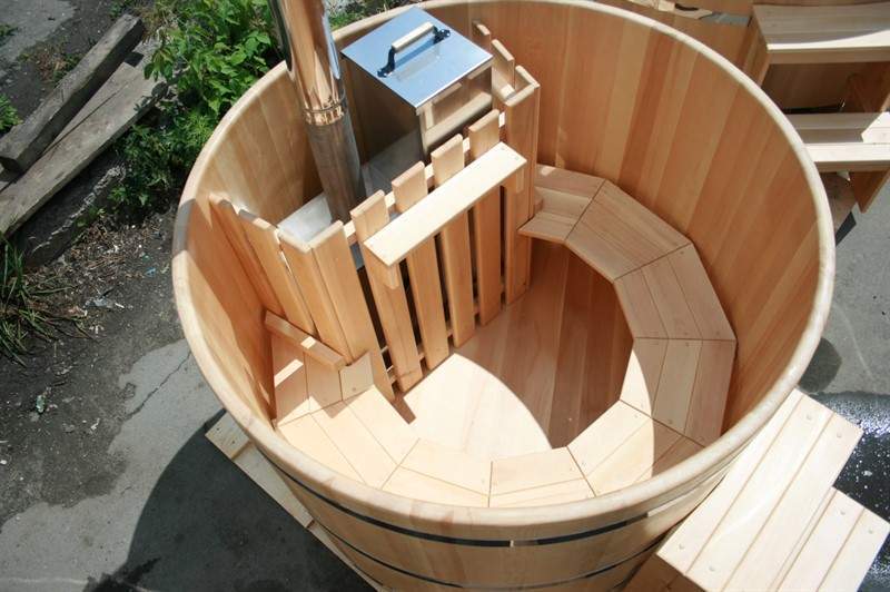 Круглая японская баня «Фурако» со встроенной дровяной печью на 3-4 человек, 1200x1800 мм (рис.7)